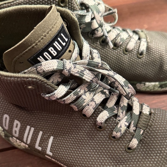NOBULL Olive High-Top Trainers with Floral Sole - Picture 4 of 5